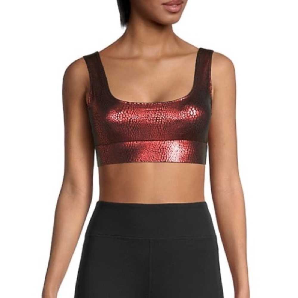 Electric Yoga Crocodile Gloss Sports Bra Wine Small NWT